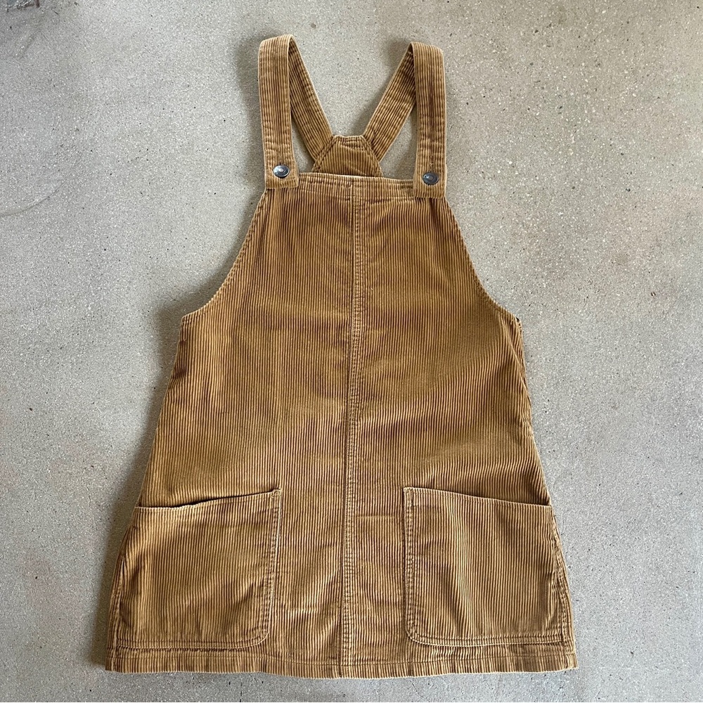 Women’s Yellow Corduroy Overall Mini Dress